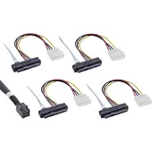 InLine Mini SAS HD kabel, SFF-8643 naar 4x SFF-8482 (29-pins) + Stroom, 1m