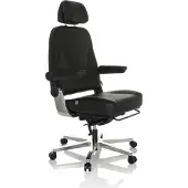 Hjh OFFICE Bureaustoel / Directiestoel 24 HOURS F I leder zwart