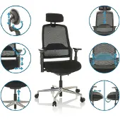 Hjh OFFICE Bureaustoel / Directiestoel TERARO AX Mesh / Stof zwart