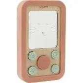 Trixie Baby Telefoon van Hout en Silicone - Mrs. Cat - Eerste Speelgoed voor Baby - Kraamcadeau - Baby cadeau