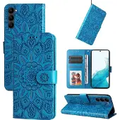 Mobigear Telefoonhoesje geschikt voor Samsung Galaxy S23 Hoesje | Sunflower Bookcase Portemonnee | Pasjeshouder voor 2 Pasjes | Telefoonhoesje voor Pinpas / OV Kaart / Rijbewijs - Blauw