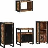 vidaXL Badkamermeubel Set 4 st Veelkleurig en Zwart