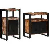 vidaXL Badkamermeubel Set 2 st Bruin Massief hergebruikt hout