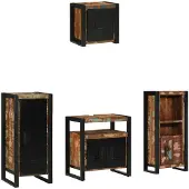 vidaXL Badkamermeubel Set 4 st Veelkleurig en Zwart 40 x 35 x 90 cm