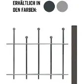 Alberts Metalen hek Madrid Totale lengte: 10 m, verschillende hoogtes hoogtes, thermisch verzinkt, voor plaatsing in beton (set)