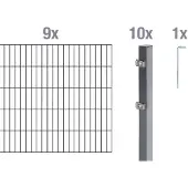 Alberts Dubbelstaafmat hekwerk Basisset Hoogte: 80 - 160 cm, totale lengte: 4 - 30 m, voor plaatsing in beton (set)