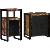 vidaXL Badkamermeubel Set 2 st Veelkleurig en Zwart 55 x 35 x 60 cm