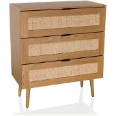 Hjh LIVING Commode BOHEO K 80x40x90 cm 3 laden rotan vlechtwerk eiken