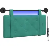 vidaXL Hangend hoofdbord Met LED-verlichting Turquoise Fluweel