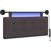 vidaXL Hangend hoofdbord Met LED-verlichting Donkerbruin Stof