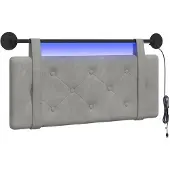 vidaXL Hangend hoofdbord Met LED-verlichting Lichtgrijs Fluweel