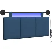 vidaXL Hangend hoofdbord Met LED-verlichting Blauw Stof