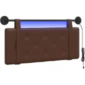 vidaXL Hangend hoofdbord Met LED-verlichting Bruin Kunstleer