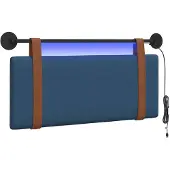 vidaXL Hangend hoofdbord Met LED-verlichting Blauw Antiek PU
