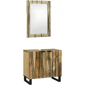vidaXL Badkamerkast set 2 st Naturel Massief Mango Hout