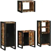 vidaXL Badkamermeubel Set 4 st Veelkleurig en Zwart
