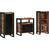 vidaXL Badkamermeubel Set 3 st Veelkleurig en Zwart