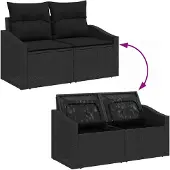 vidaXL Tuinset, 10 stuks, 8 zitplaatsen, zwart, polyrotan