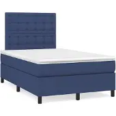vidaXL Boxspring met matras stof blauw 120x190 cm