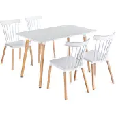 Idimex Eethoek SHANNON/RAVI met tafel en 4 stoelen – Wit