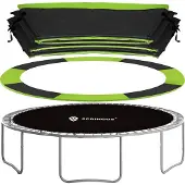 Springos Trampoline Rand | Ø 305 cm | Beschermrand Trampoline | Rond | Groen/Zwart
