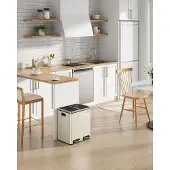 Mazazu - Prullenbak - Pedaalemmer - 2 compartimenten - Beige - 41x31,5x47
