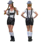 Espa Tiroolse lederhose dames lederlook zwart - Maat 44/46