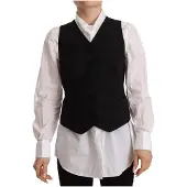Dolce&Gabbana Dames Zwarte Knopenloze Mouwloze Vest Viscose Top