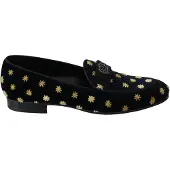 Dolce&Gabbana Blauwe Fluwelen Kroon Slippers Instappers Schoenen