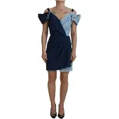 Dolce&Gabbana Denim Mini Jurk Tweekleurige Wikkelstijl