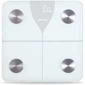 Heinner Slimme Personenweegschaal – Maximaal 180 kg – Bluetooth – LED-display – 100 g Nauwkeurigheid – 5 mm Gehard Glas – Automatisch Aan/Uit – Wit