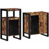 vidaXL Badkamermeubel Set 2 st Veelkleurig en Zwart 55 x 35 x 60 cm