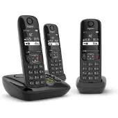 Gigaset AS690A Trio, Analoog/DECT telefoon, Draadloze headset, Luidsprekerfunctie, 100 contacten, SMS, Zwart