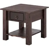 DOMUS Ines Salontafel met 1 Lade - Massief Grenenhout - Landelijke Stijl- Donkerbruin Grenen