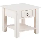 DOMUS Ines Salontafel met 1 Lade - Massief Grenenhout - Landelijke Stijl- Wit Grenen