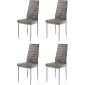 DOMUS Kate-Eetkamerstoel - Lichtgrijs Microvezel - Set van 4