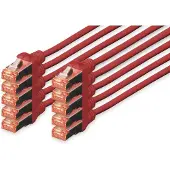 Digitus DK-1644030-R-10: Patchkabel Cat. 6, S/FTP, 3,0 meter, rood, verpakking van 10 stuks