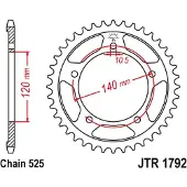 JT Sprockets 525 Jtr1792.41zbk Steel Achtertandwiel