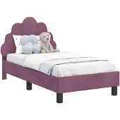vidaXL Kinderbedframe met hoofdeinde, paars, 70 x 140 cm, fluweel