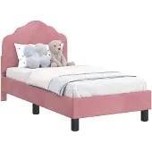 vidaXL Peuterbedframe met hoofdboard Roze 70 x 140 cm Fluweel