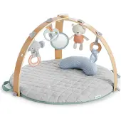 Ingenuity Omkeerbare speelmat voor baby, evolutief - Loamy - opvouwbaar, afneembare houten speelboog, 5 speeltjes, babycadeau