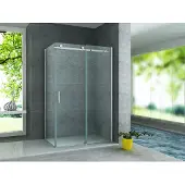 Aloni douchecabine 90x140, constructie met frame, glazen wand en schuifdeur van veiligheidsglas, te monteren op vloerniveau of met een douchebak