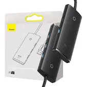 Baseus - Lite - Series HUB 4-poorts - (USB-A - naar - 4xUSB-A - 3.0) - 2m - zwart - (WKQX030201)