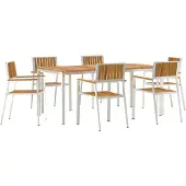 vidaXL Buiten Eettafel Set 7 st 180 x 90 x 75 cm