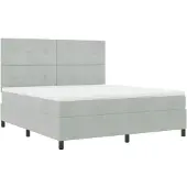vidaXL LED Box Spring Bed Lichtgrijs 180 x 200 cm Fluweel