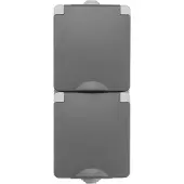 ION Industries Opbouw Stopcontact 2-voudig | Verticaal | IP55 | Grijs