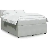 vidaXL Boxspringbed met matras, lichtgrijs, 140x190 cm, fluweel