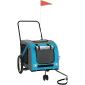 vidaXL Hondenfietstrailer oxford stof en ijzer blauw en grijs