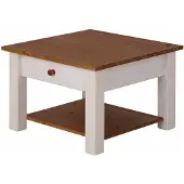 Notio Living Chicago Salontafel met Lade en Onderplank - Wit/Honingkleurig Grenen - 60 x 60 cm