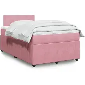 vidaXL Boxspring met matras fluweel roze 120x200 cm